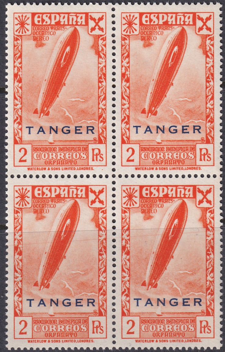 Spanish Tangier 1943 beneficencia Ed 22 block MNH**
