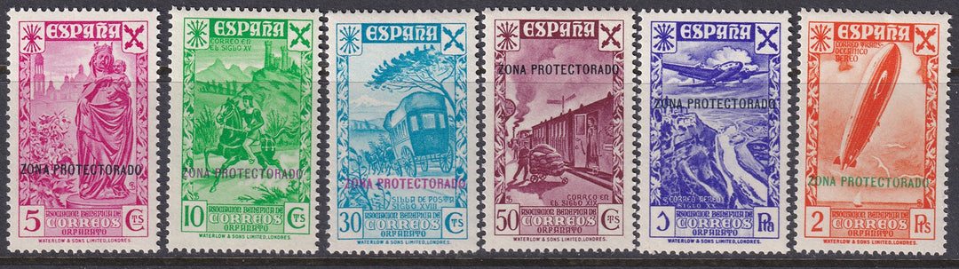 Spanish Morocco 1938 Sc beneficencia Ed 7-12 set MNH**
