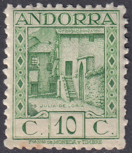 Andorra Spanish 1931 Sc 15a MNH** perf 11.5 toned lower perfs