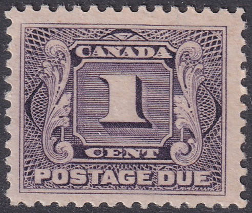 Canada 1906 Sc J1 postage due MH* score line on gum