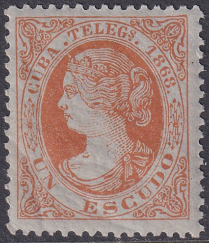 Spanish Antilles 1868 telégrafo Ed 3 telegraph MNH** crazed gum