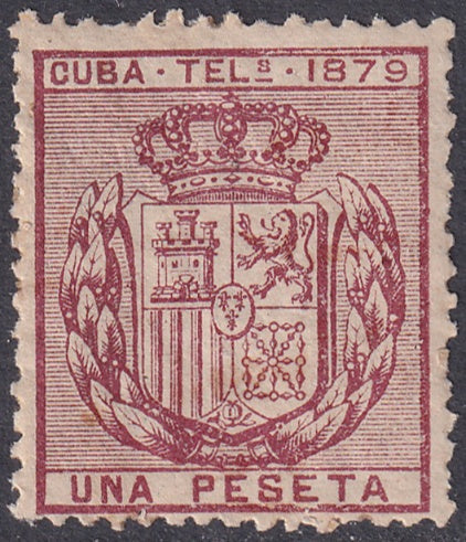 Spanish Antilles 1879 telégrafo Ed 46 telegraph MLH*