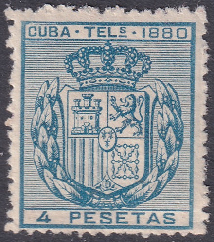 Spanish Antilles 1880 telégrafo Ed 51 telegraph MNH** some rough perfs