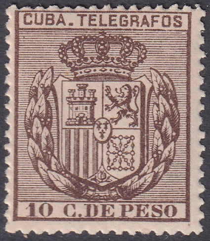 Spanish Antilles 1890 telégrafo Ed 69 telegraph MLH* streaky gum