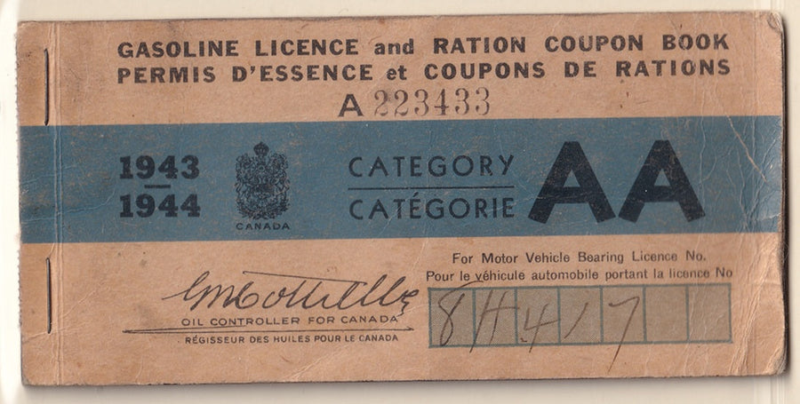 Canada 1943  WWII gasoline ration coupon book used