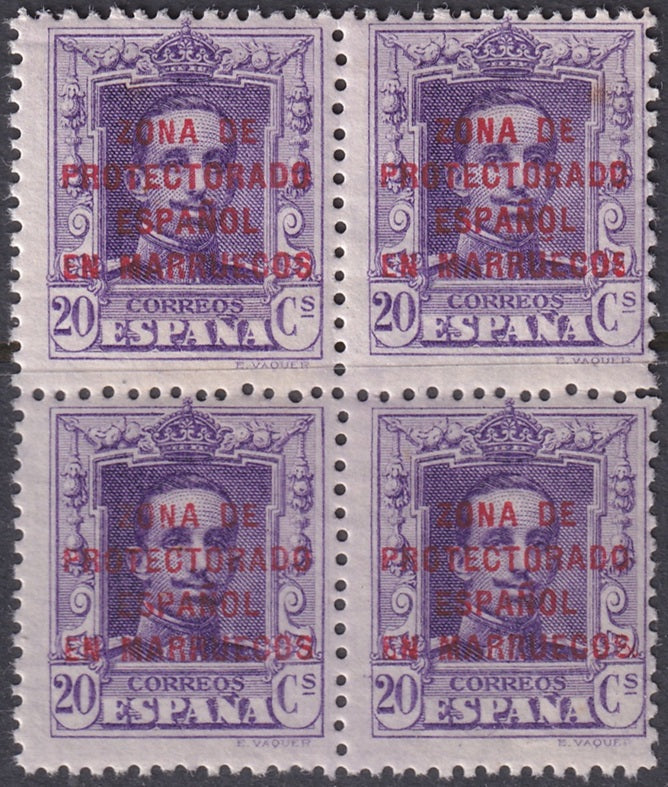 Spanish Morocco 1923 Sc 87 block MNH**