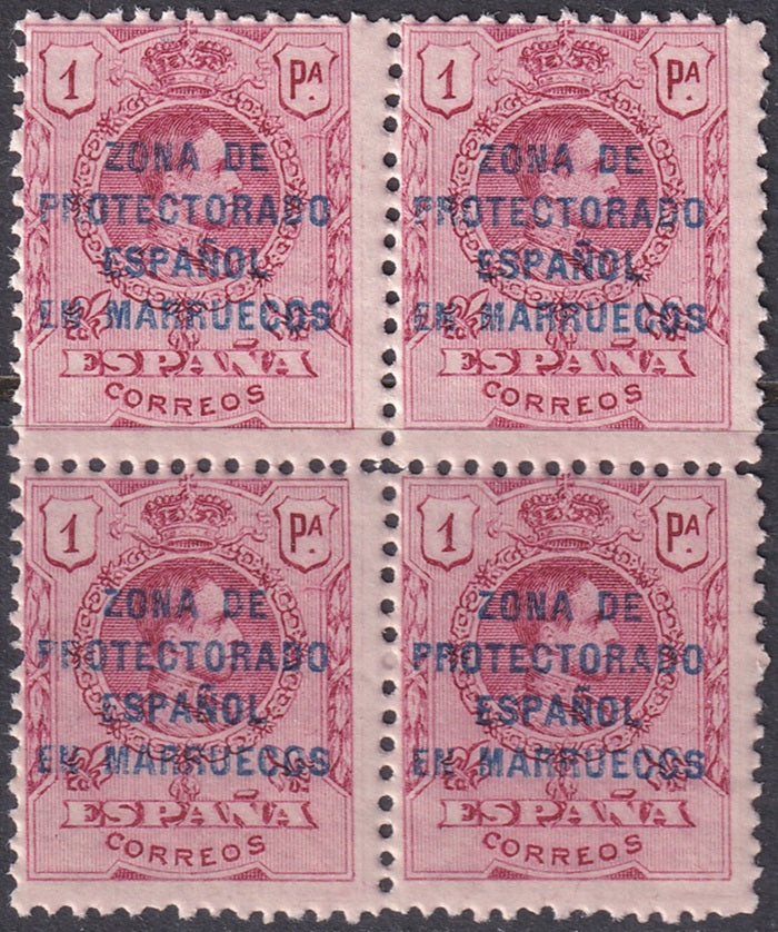 Spanish Morocco 1921 Sc 62 block MNH**