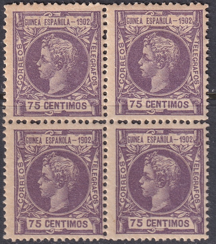 Spanish Guinea 1902 Sc 5 block MNH** some gum crazing/toning