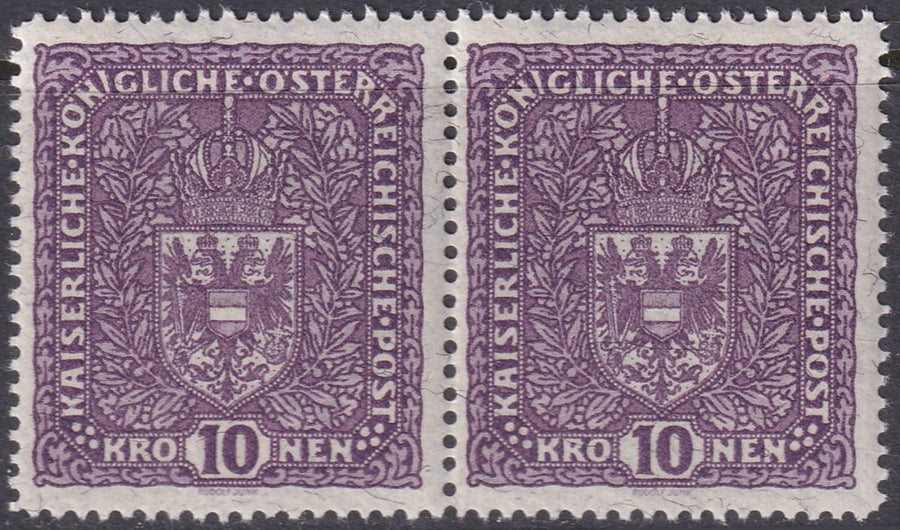 Austria 1919 Sc 175 pair MNH** granite paper type II