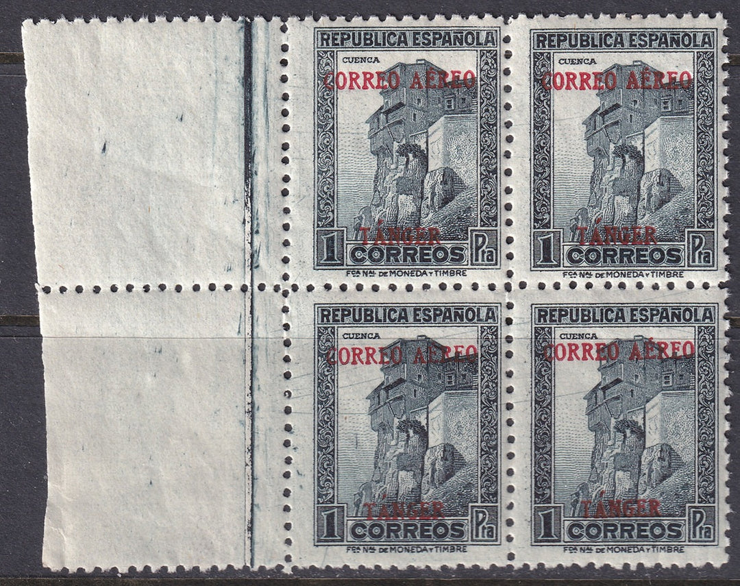 Spanish Tangier 1939 Ed 110 air post margin block MNH**