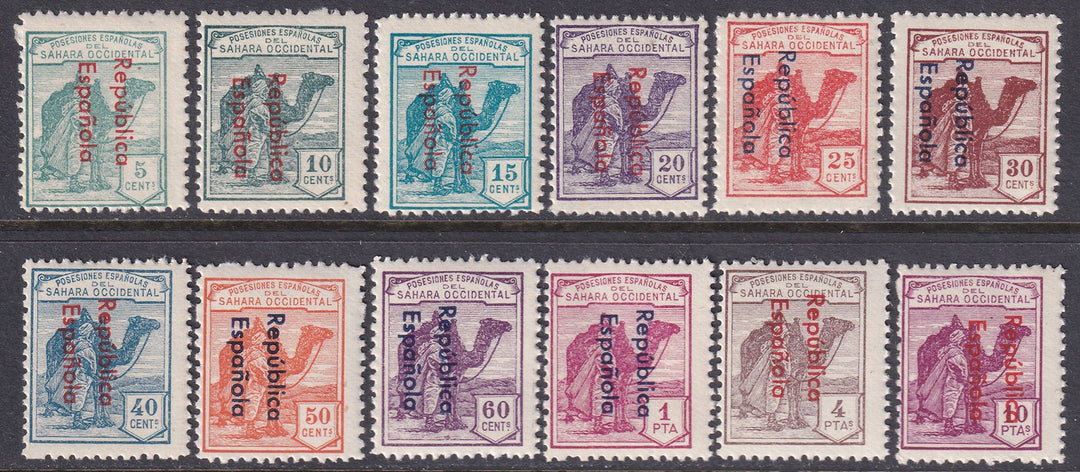 Spanish Sahara 1932 Sc 24-35 set MNH** overprint variety some disturbed gum