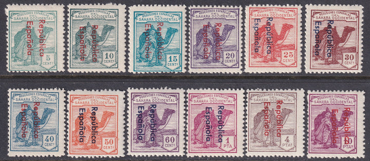 Spanish Sahara 1932 Sc 24-35 set MNH** overprint variety some disturbed gum
