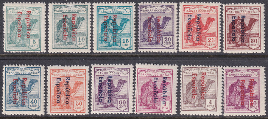 Spanish Sahara 1932 Sc 24-35 set MNH** overprint variety some disturbed gum