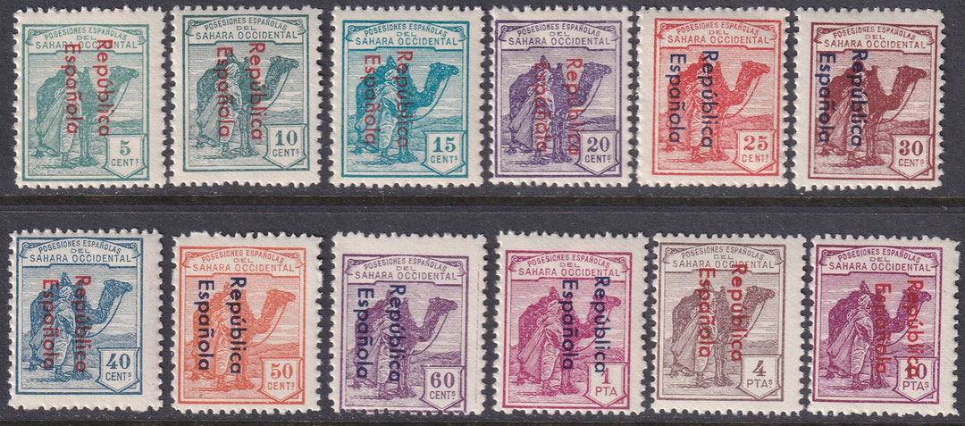 Spanish Sahara 1932 Sc 24-35 set MNH** overprint variety some disturbed gum