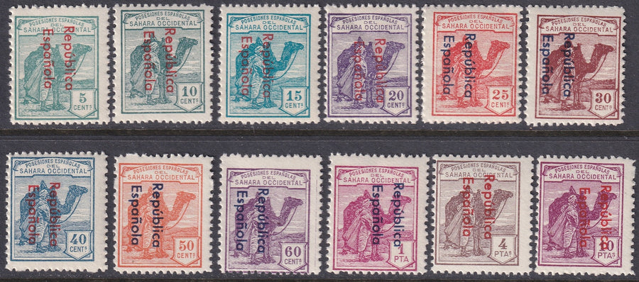 Spanish Sahara 1932 Sc 24-35 set MNH** overprint variety some disturbed gum