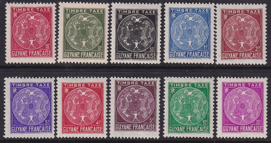 French Guiana 1947 Sc J22-31 postage due set MH*