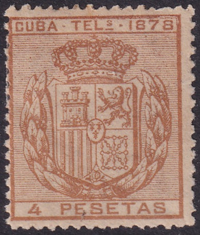 Spanish Antilles 1878 telégrafo Ed 45 telegraph MH* partial gum