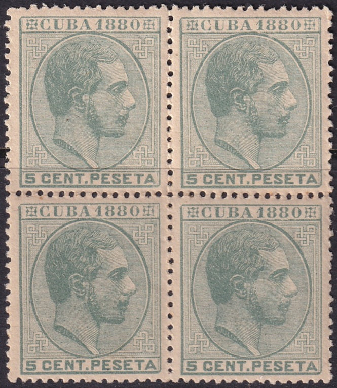 Spanish Antilles 1880 Sc 88 block MNH** some gum crazing
