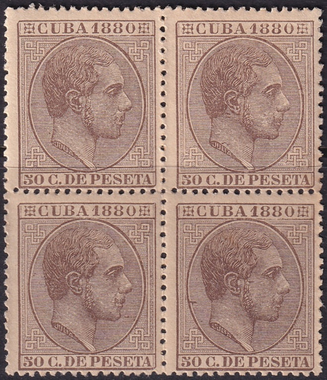 Spanish Antilles 1880 Sc 92 block MNH** some gum toning