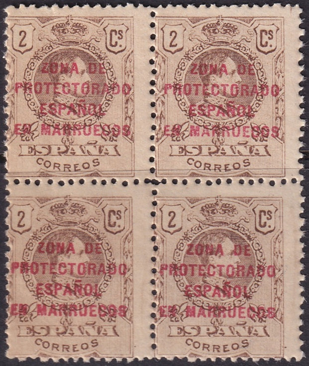 Spanish Morocco 1916 Sc 53 block MNH**