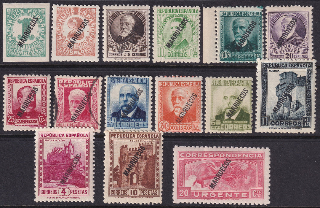 Spanish Morocco 1933 Sc 130-43,E7 set most MNH**