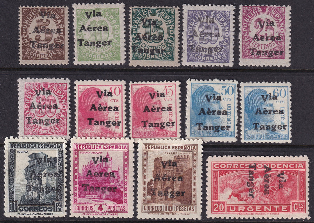 Spanish Tangier 1938 Ed 128-41 air post set MNH** key values with experts mark