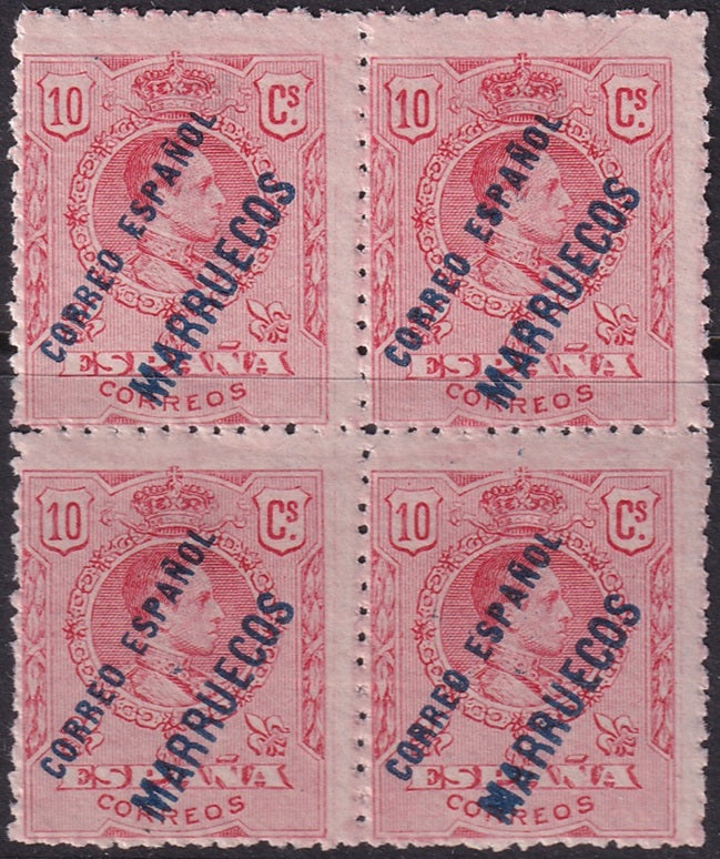 Spanish Morocco 1909 Sc 16 block MNH**
