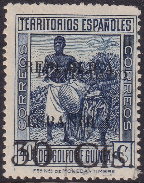 Spanish Guinea 1937 Sc 273 used "HBILITADO" overprint variety