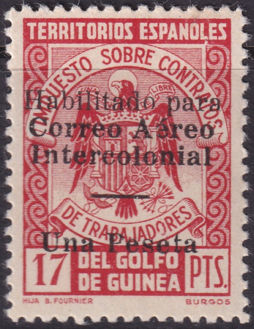 Spanish Guinea 1940 Sc C1 air post MNH** shorter overprint bar