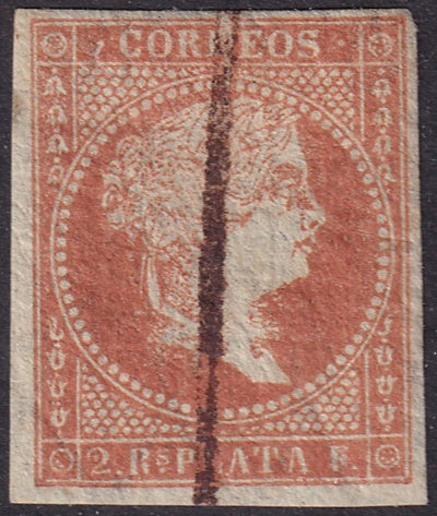 Spanish Antilles 1855 Sc 4 used pen cancel gum remaining