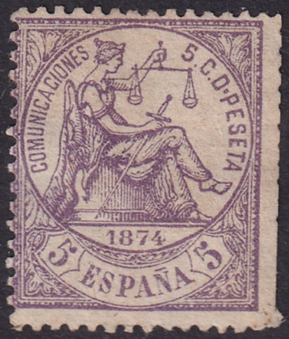 Spain 1874 Sc 202 MNG(*) trimmed right side
