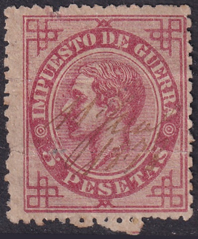 Spain 1876 Sc MR9 war tax used pen cancel heavy creases