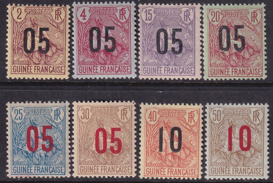 French Guinea 1912 Sc 55-62 set MH* heavy hinging