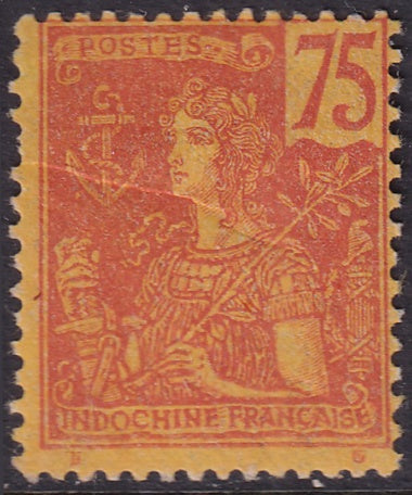 Indochina 1904 Sc 36 MH* horizontal crease