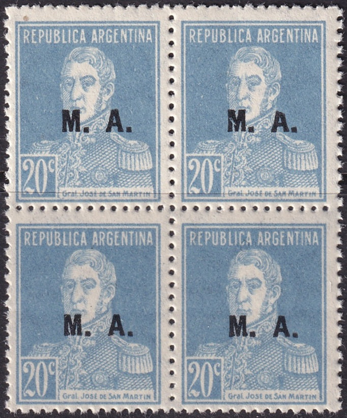 Argentina 1924 Sc OD32 official block MNH**