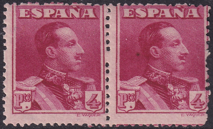 Spain 1925 Sc 343 pair MNH** missing perf hole