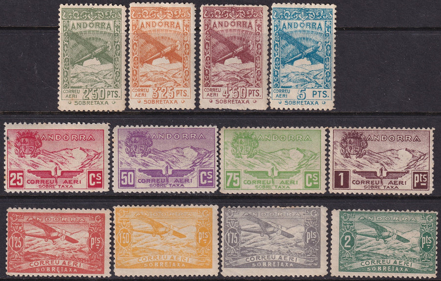 Andorra Spanish 1932 Sanabria 1-12 air post unissued set MH*/MNH**