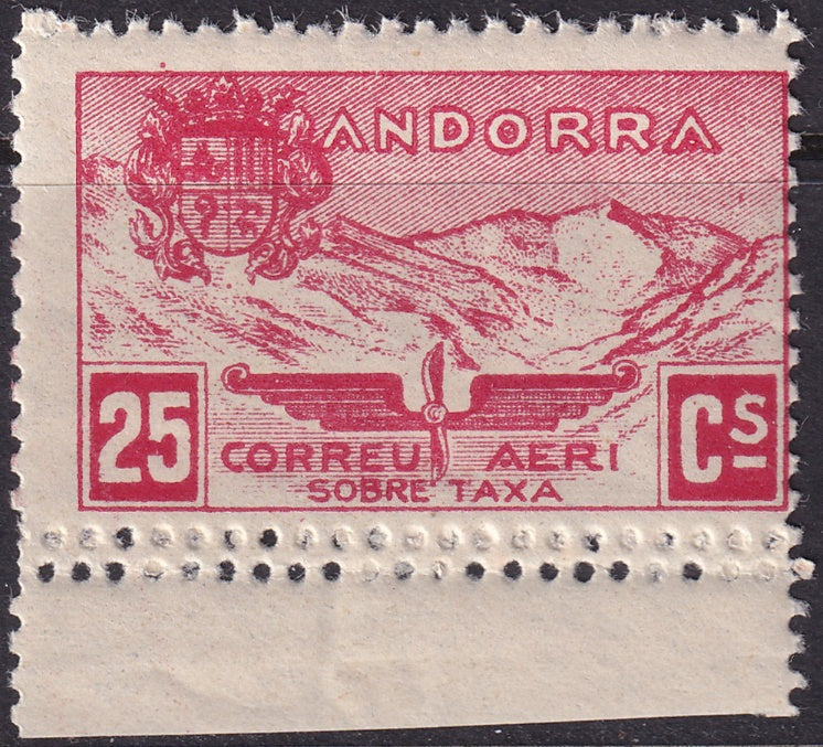 Andorra Spanish 1932 Sanabria 1 air post unissued MNH** perf variety