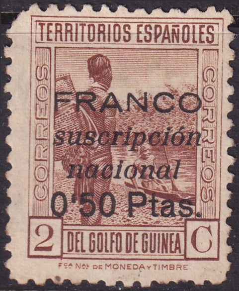 Spanish Guinea 1936 Ed 9 local Franco overprint used light cancel