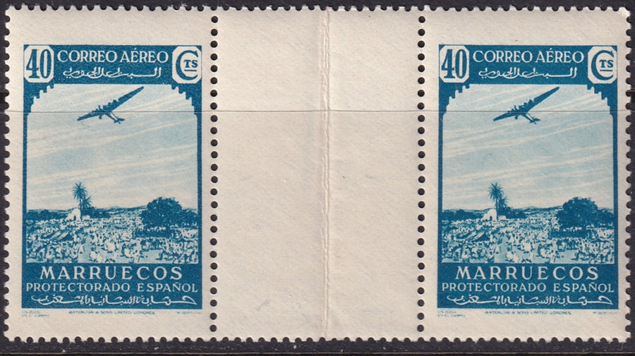 Spanish Morocco 1938 Sc C4 air post interpanneau pair MNH**