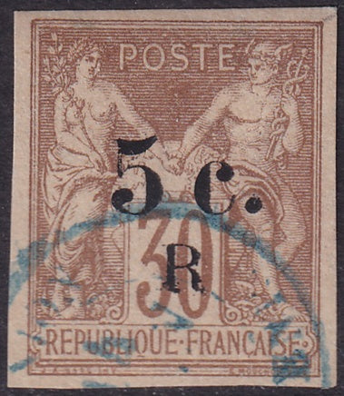 Reunion 1885 Sc 7 used blue date cancel