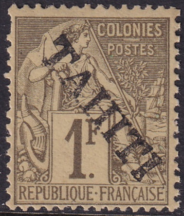 Tahiti 1893 Sc 16 MNG(*) forged overprint