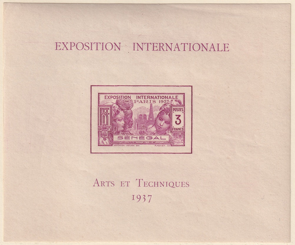 Senegal 1937 Sc 178 souvenir sheet MLH*