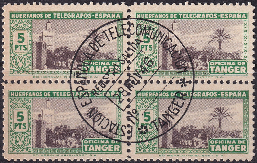 Spanish Tangier 1946 Sc beneficencia Ed 46 block used