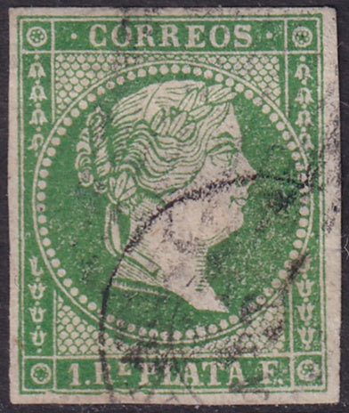 Spanish Antilles 1857 Sc 13 used plate position IX-2