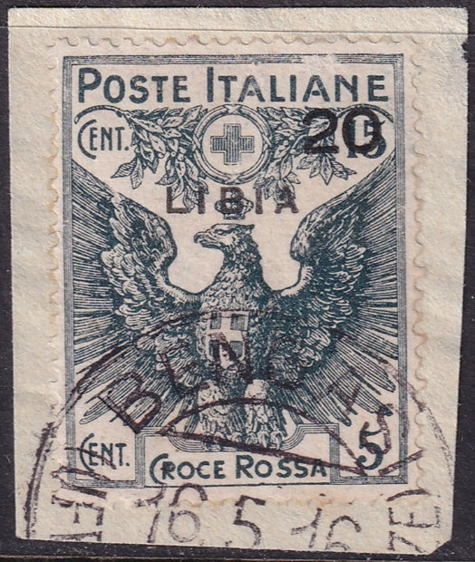Libya 1916 Sc B4 used Bengasi cancel on piece