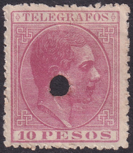 Philippines 1880 telégrafo Ed 8 telegraph punch (taladrado) cancel