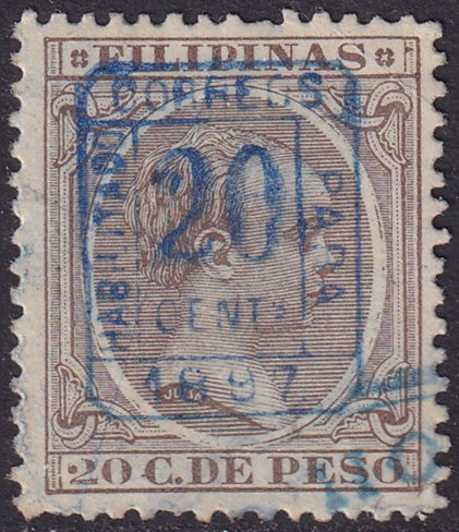 Philippines 1897 Sc 183 used blue overprint