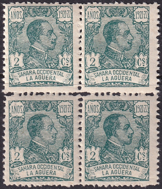 La Aguera 1923 Sc 15 block MNH** diagonal crease