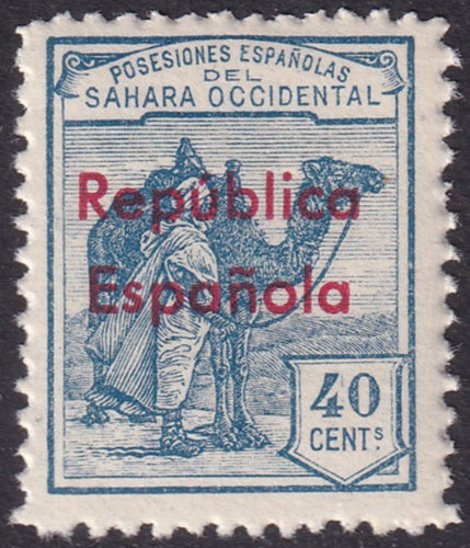 Spanish Sahara 1932 Sc 30 MNH** horizontal overprint variety